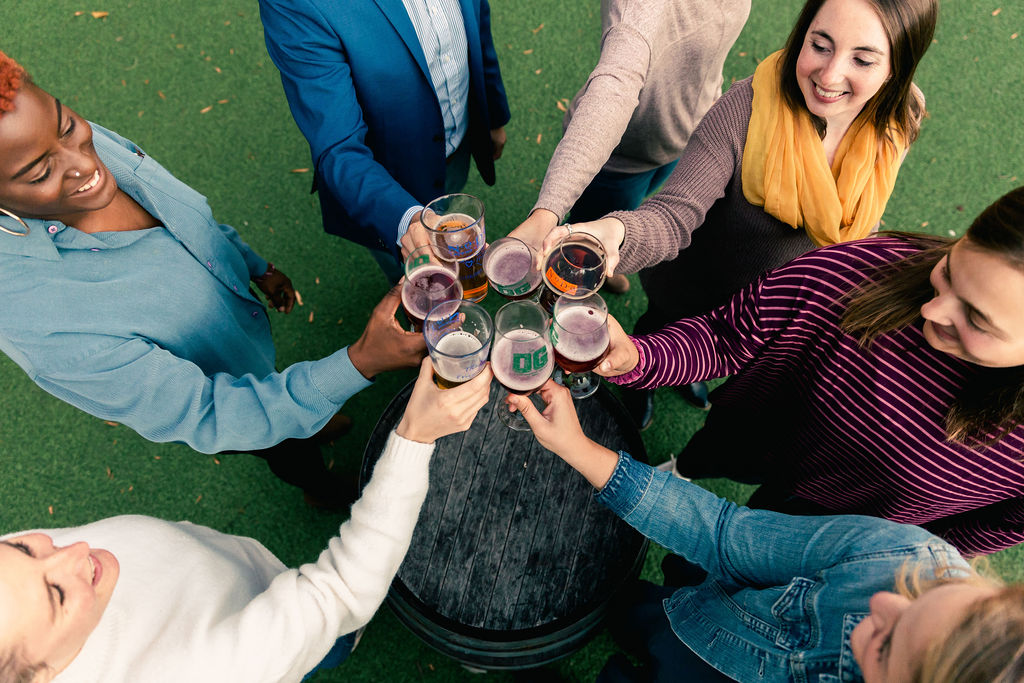 Guests cheers their beers