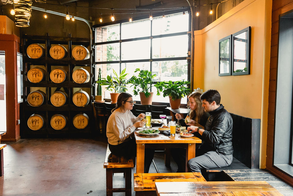 Guests eat and drink