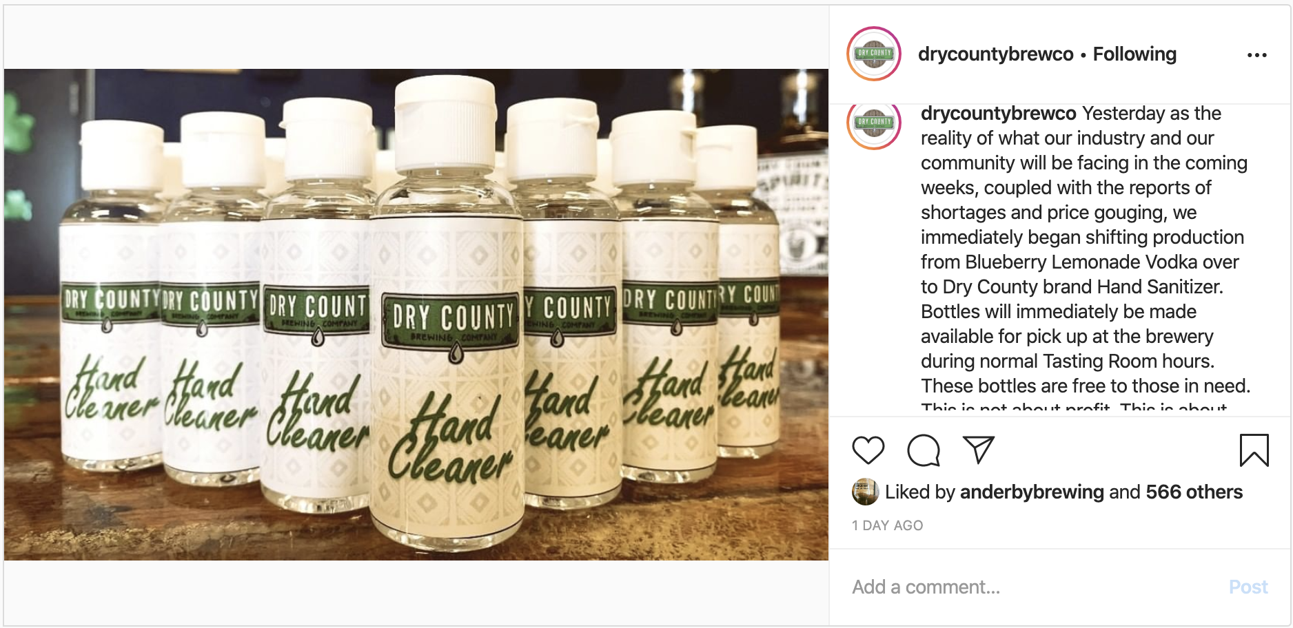 How To Be Resilient: Dry County Brewing Instagram