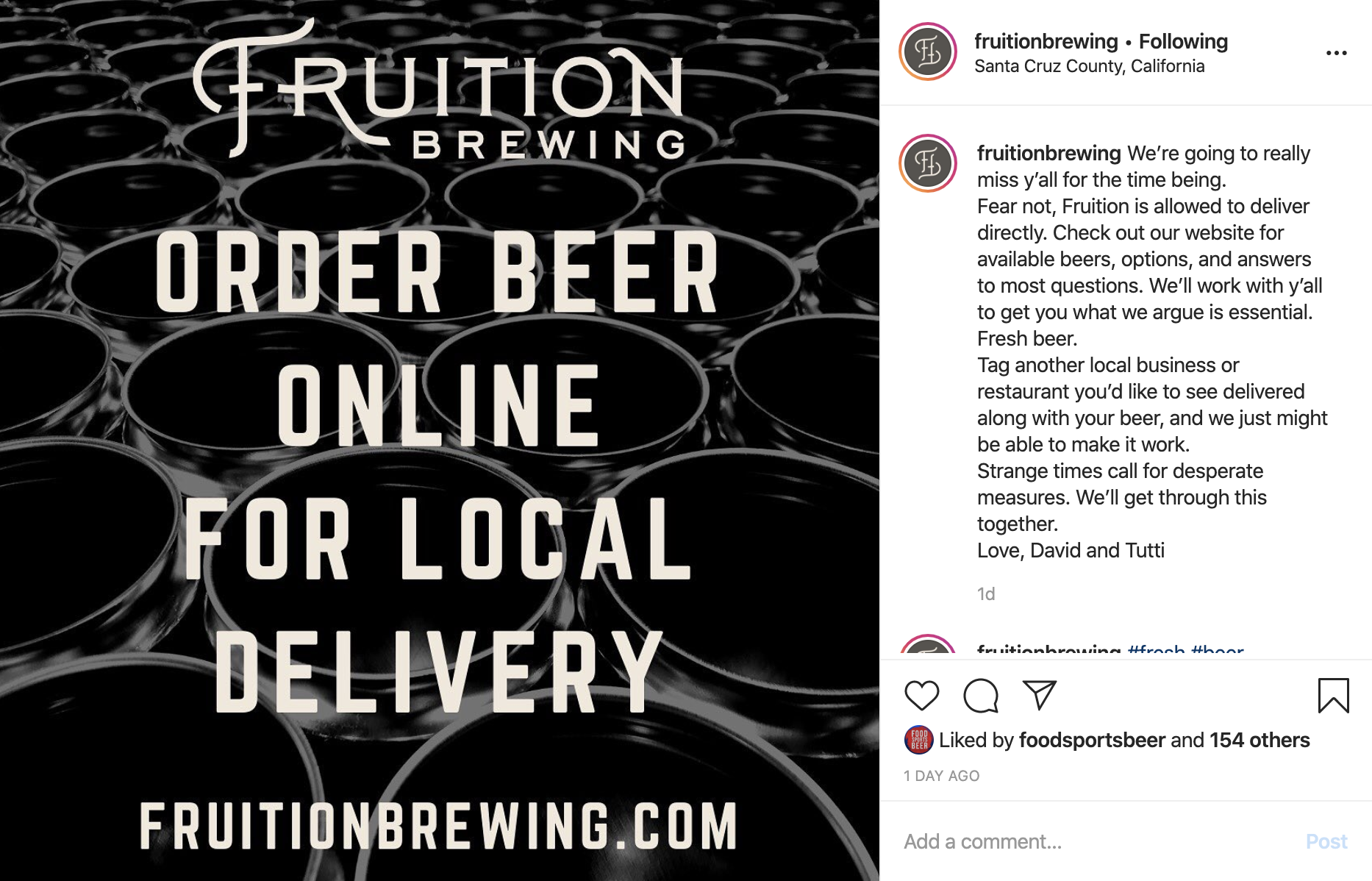 How To Be Resilient: Fruition Brewing Instagram