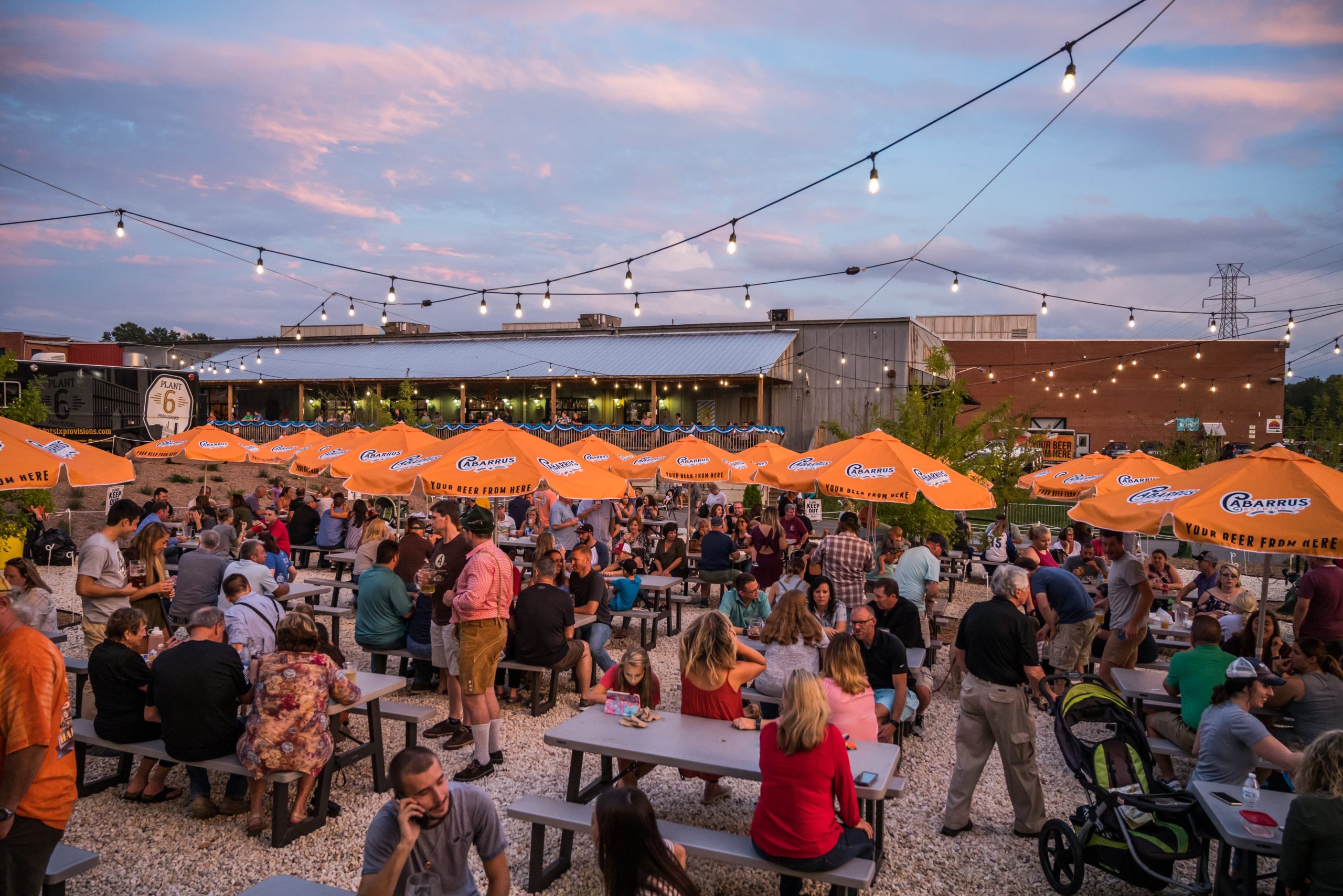 Crowded patio at Cabarrus Brewing Co.