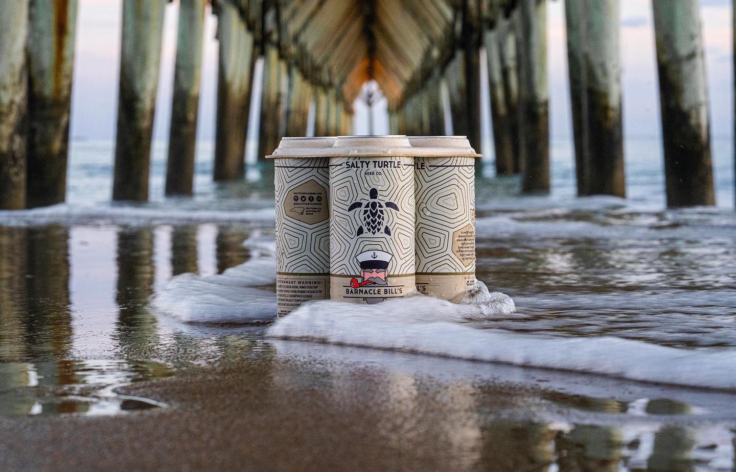 salty turtle cans on the beach