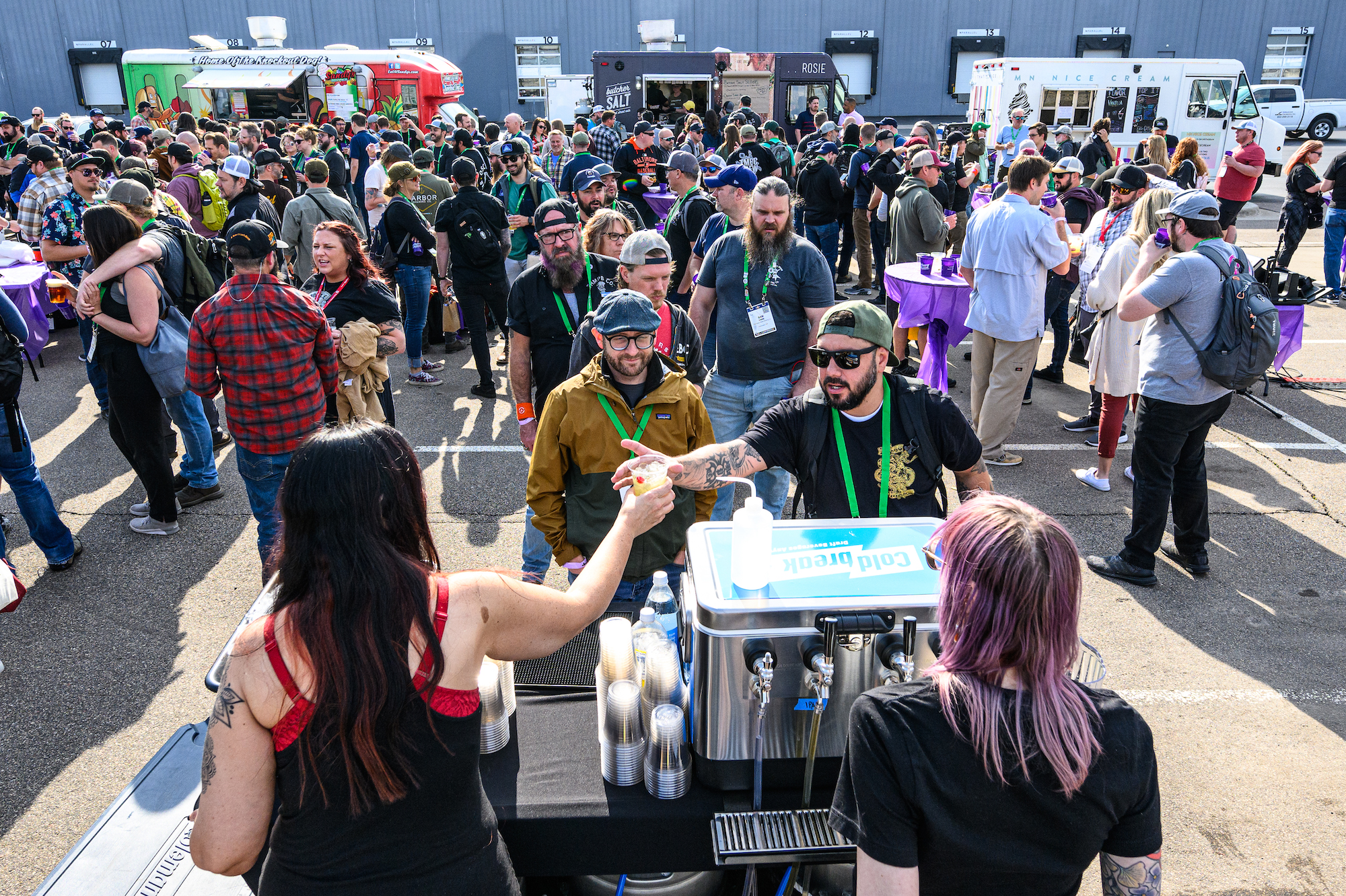 Pouring beer at a pop-up bar with Coldbreak jockey box