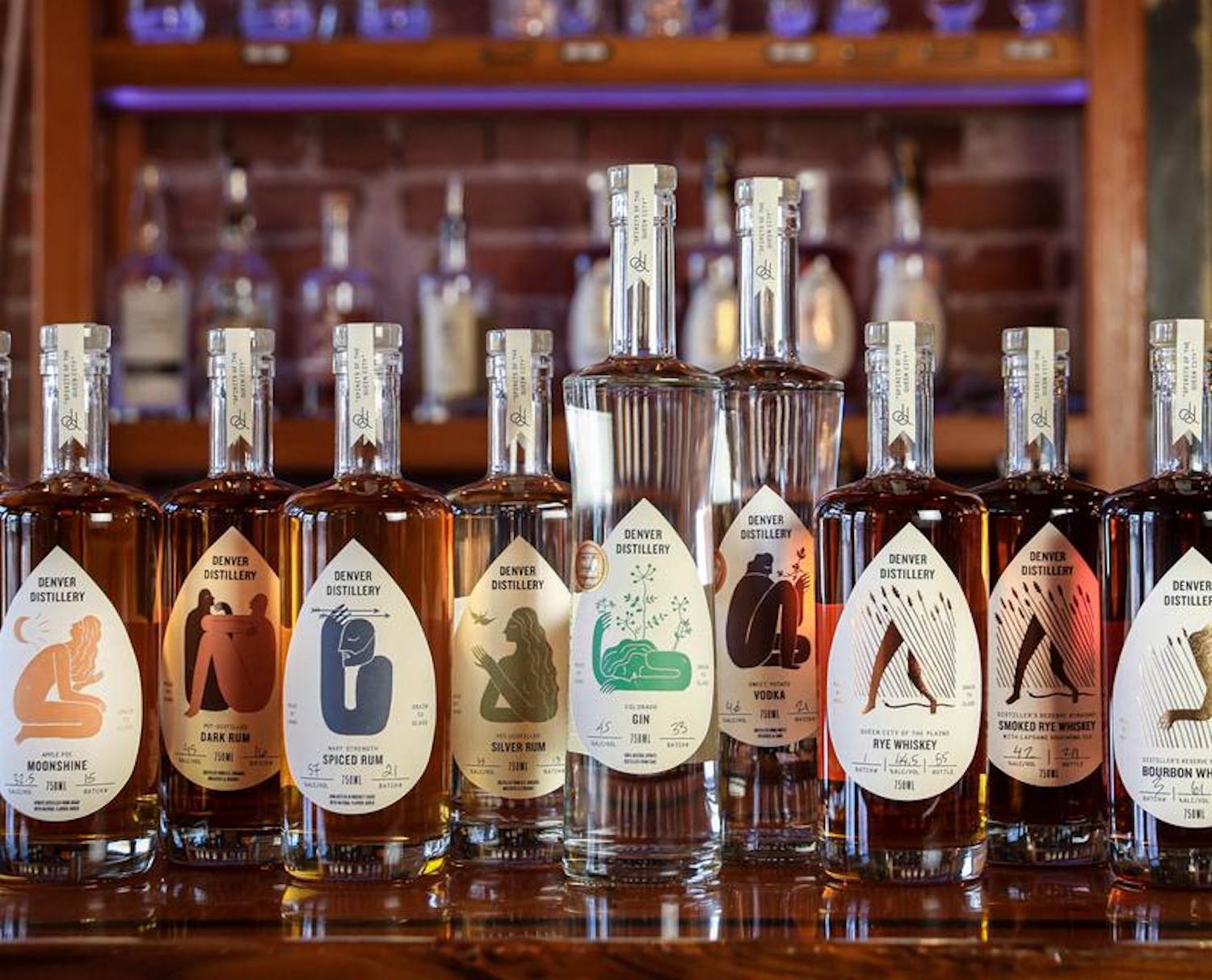 Denver Distillery spirit options shown